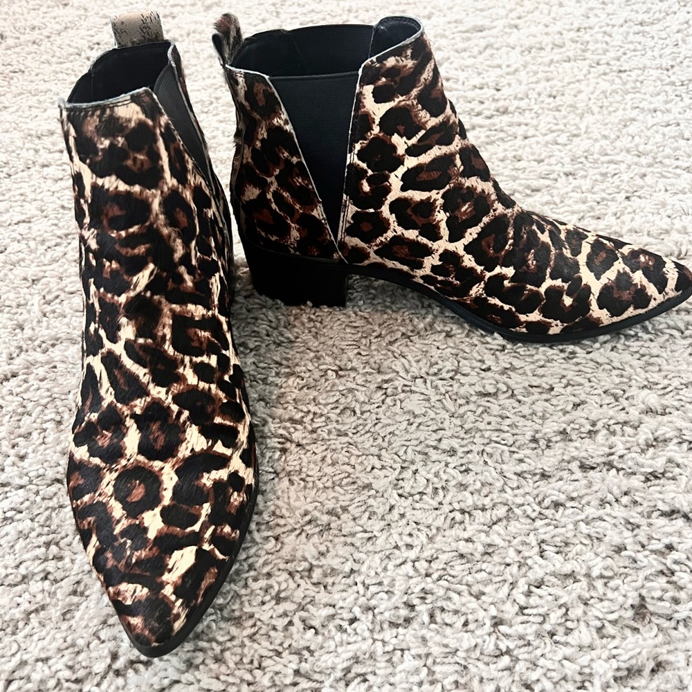Leopard Print Ankle Boots 9